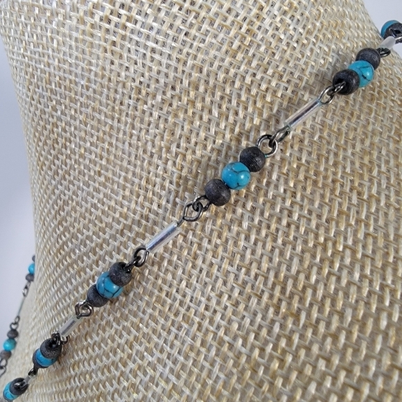 Zuni Style Faux Turquoise Beaded Necklace Star Starfish - Picture 11 of 17